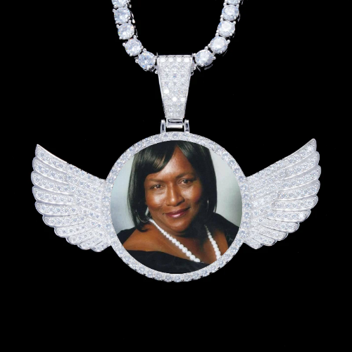 925S & VVS Moissanite 3D Wing Custom Picture Pendant
