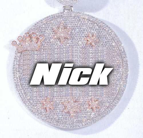 CUSTOM LETTER NECKLACE 3D BIG CROWN DISC