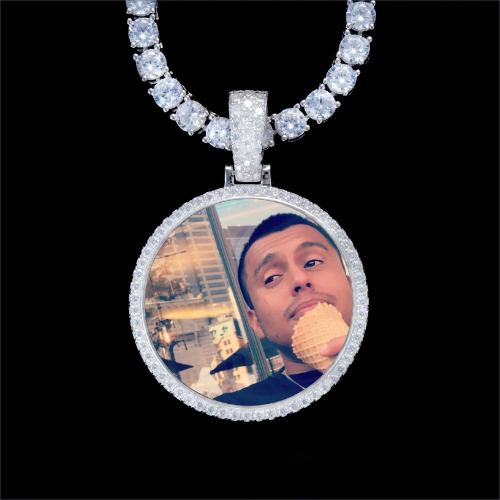 925S & VVS Moissanite 3D Circle Custom Picture Pendant