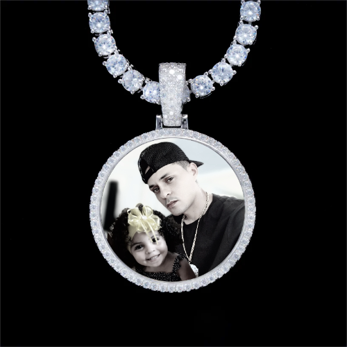 925S & VVS Moissanite 3D Circle Custom Picture Pendant