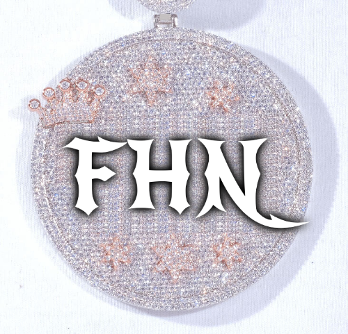 CUSTOM LETTER NECKLACE 3D BIG CROWN DISC