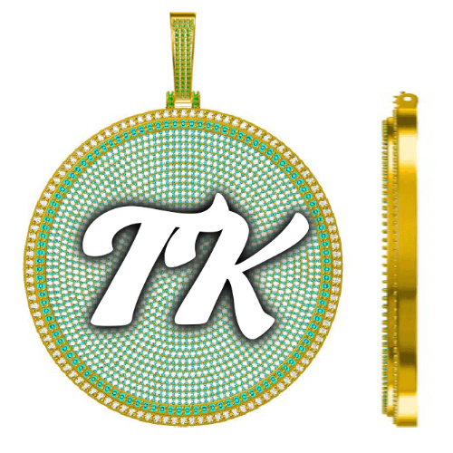 CUSTOM LETTER NECKLACE 3D BIG DISC