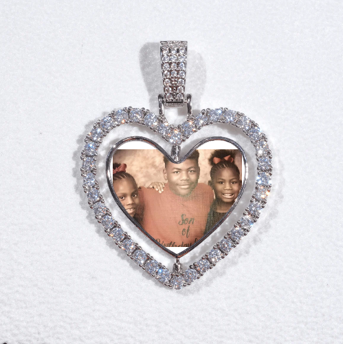 3D Spinning 2-Faced Heart Custom Picture Pendant