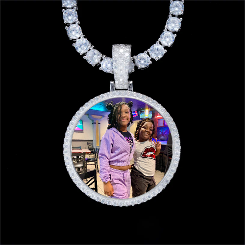 925S & VVS Moissanite 3D Circle Custom Picture Pendant