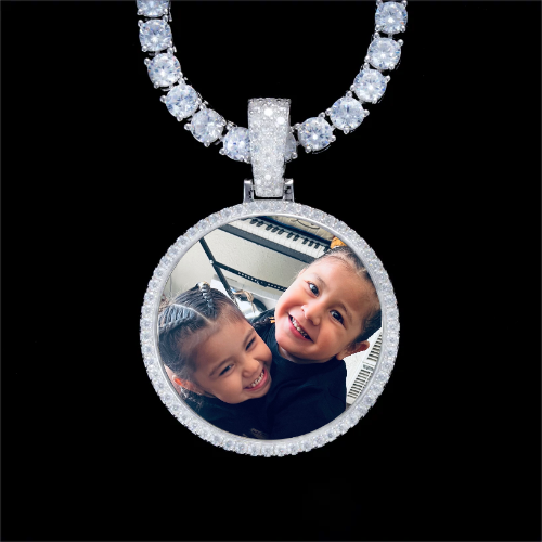 925S & VVS Moissanite 3D Circle Custom Picture Pendant