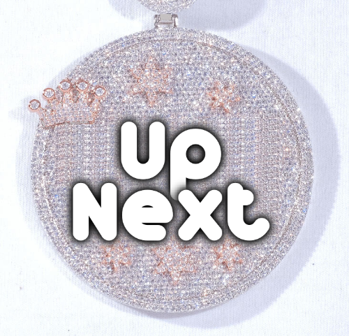 CUSTOM LETTER NECKLACE 3D BIG CROWN DISC