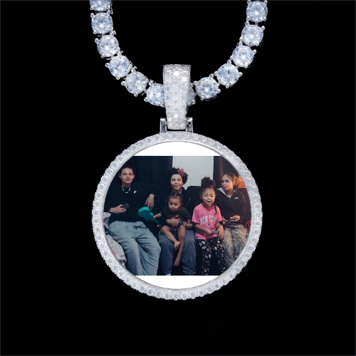 925S & VVS Moissanite 3D Circle Custom Picture Pendant