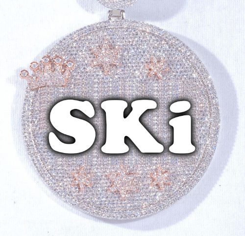 CUSTOM LETTER NECKLACE 3D BIG CROWN DISC