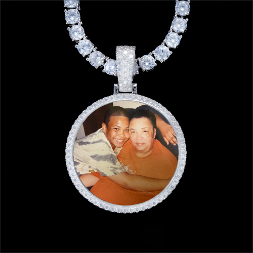 925S & VVS Moissanite 3D Circle Custom Picture Pendant
