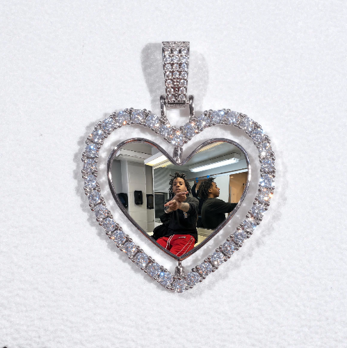 3D Spinning 2-Faced Heart Custom Picture Pendant