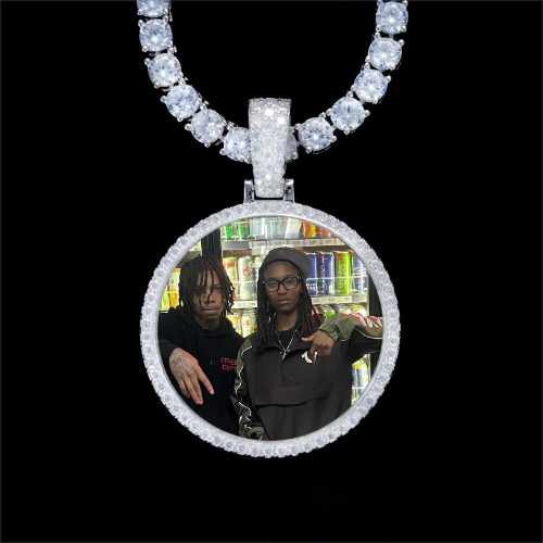 925S & VVS Moissanite 3D Circle Custom Picture Pendant