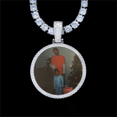 925S & VVS Moissanite 3D Circle Custom Picture Pendant