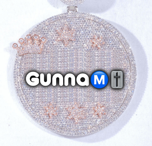 CUSTOM LETTER NECKLACE 3D BIG CROWN DISC