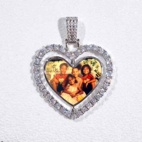 3D Spinning 2-Faced Heart Custom Picture Pendant