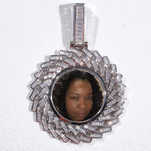 Large 3D Baguette Custom Picture Pendant