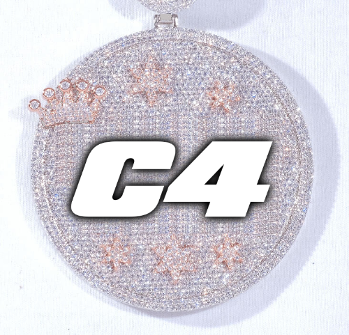 CUSTOM LETTER NECKLACE 3D BIG CROWN DISC