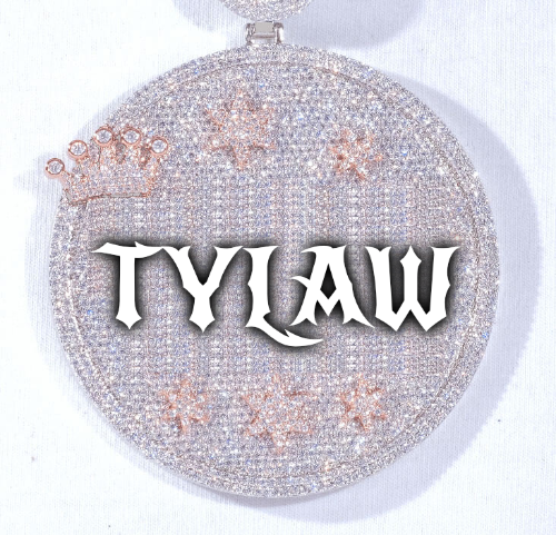 CUSTOM LETTER NECKLACE 3D BIG CROWN DISC
