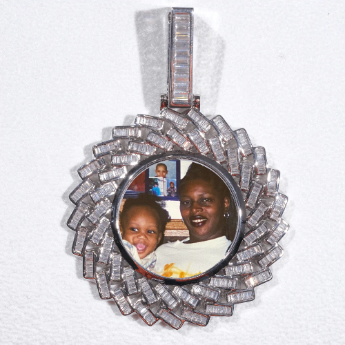 Large 3D Baguette Custom Picture Pendant