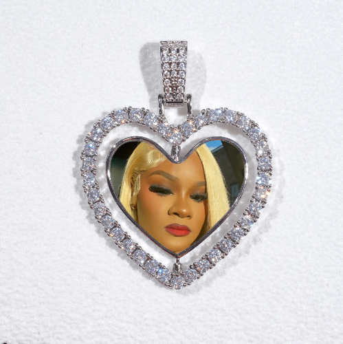 3D Spinning 2-Faced Heart Custom Picture Pendant