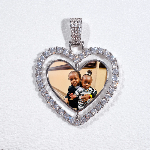 3D Spinning 2-Faced Heart Custom Picture Pendant