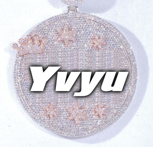 CUSTOM LETTER NECKLACE 3D BIG CROWN DISC