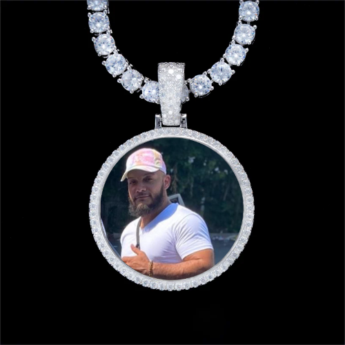 925S & VVS Moissanite 3D Circle Custom Picture Pendant