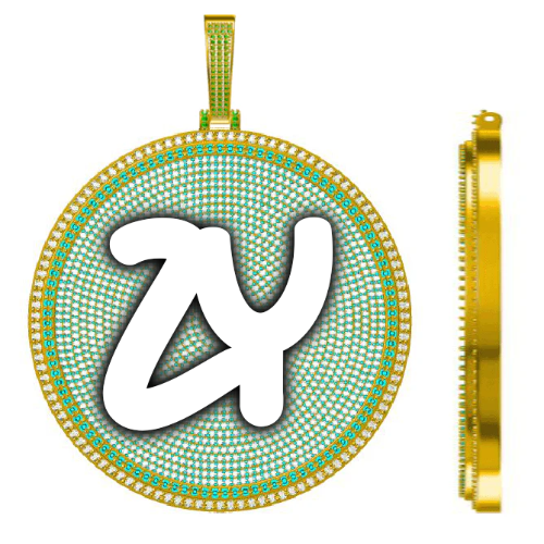 CUSTOM LETTER NECKLACE 3D BIG DISC