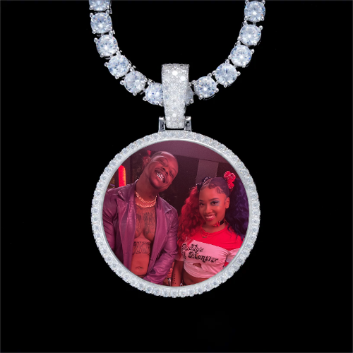 925S & VVS Moissanite 3D Circle Custom Picture Pendant