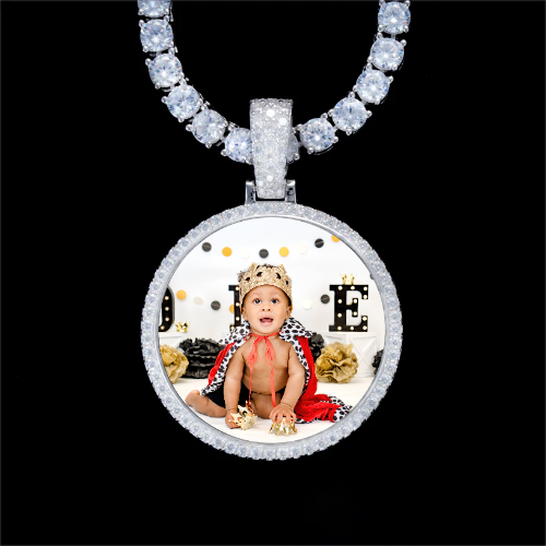 925S & VVS Moissanite 3D Circle Custom Picture Pendant