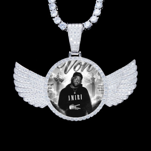 925S & VVS Moissanite 3D Wing Custom Picture Pendant