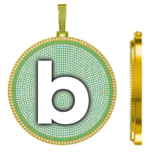 CUSTOM LETTER NECKLACE 3D BIG DISC