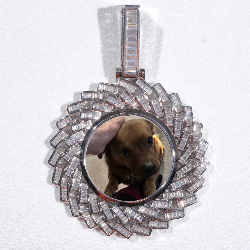 Large 3D Baguette Custom Picture Pendant