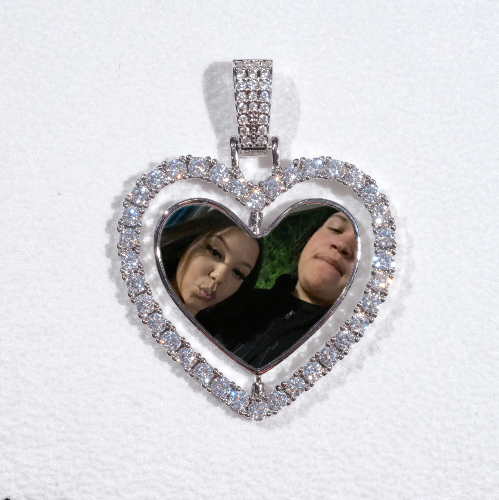 3D Spinning 2-Faced Heart Custom Picture Pendant