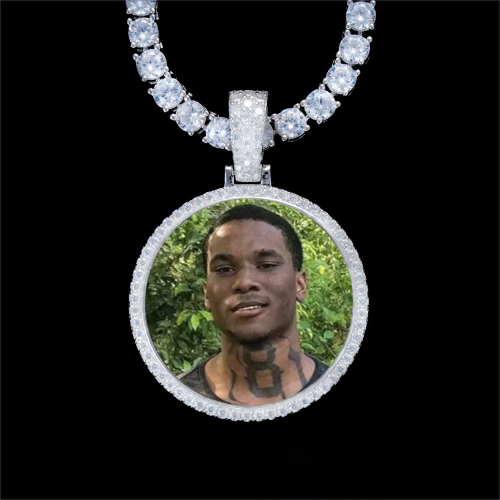 925S & VVS Moissanite 3D Circle Custom Picture Pendant