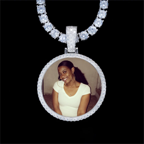925S & VVS Moissanite 3D Circle Custom Picture Pendant
