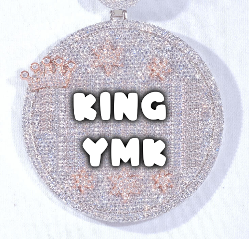 CUSTOM LETTER NECKLACE 3D BIG CROWN DISC