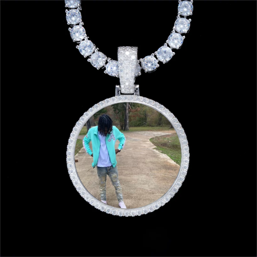 925S & VVS Moissanite 3D Circle Custom Picture Pendant
