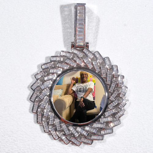 Large 3D Baguette Custom Picture Pendant