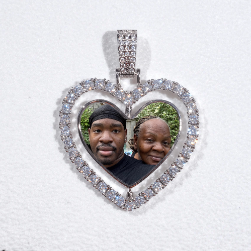 3D Spinning 2-Faced Heart Custom Picture Pendant
