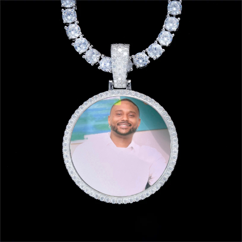 925S & VVS Moissanite 3D Circle Custom Picture Pendant