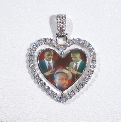 3D Spinning 2-Faced Heart Custom Picture Pendant