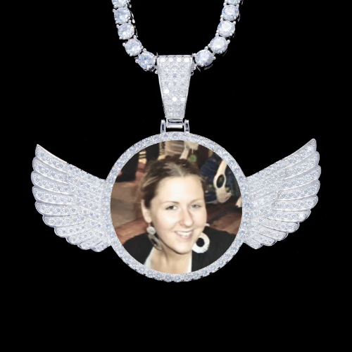925S & VVS Moissanite 3D Wing Custom Picture Pendant