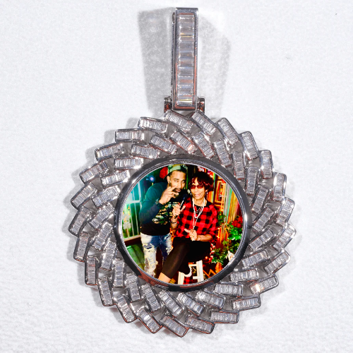 Large 3D Baguette Custom Picture Pendant