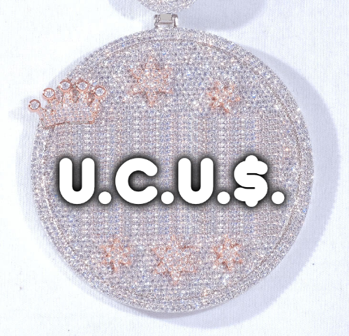 CUSTOM LETTER NECKLACE 3D BIG CROWN DISC
