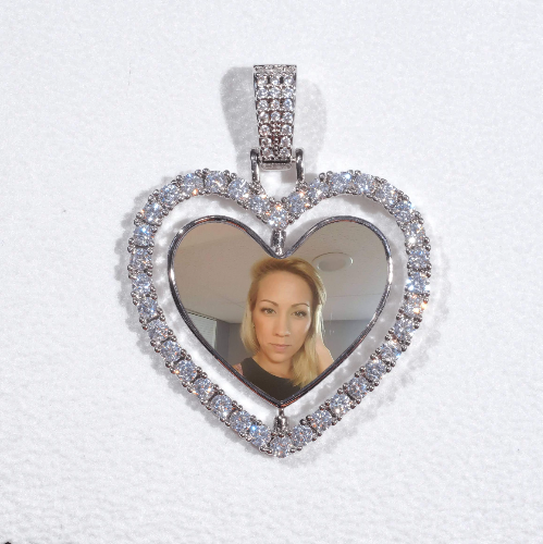 3D Spinning 2-Faced Heart Custom Picture Pendant
