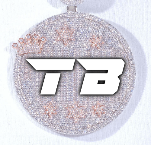 CUSTOM LETTER NECKLACE 3D BIG CROWN DISC