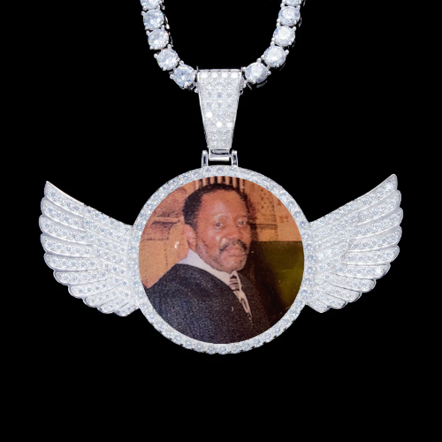925S & VVS Moissanite 3D Wing Custom Picture Pendant