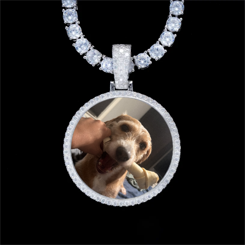 925S & VVS Moissanite 3D Circle Custom Picture Pendant