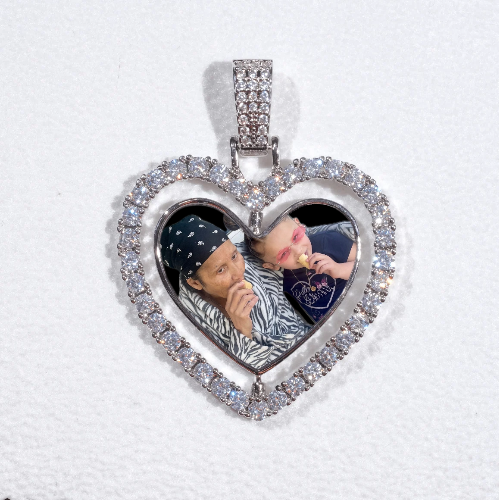 3D Spinning 2-Faced Heart Custom Picture Pendant