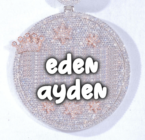 CUSTOM LETTER NECKLACE 3D BIG CROWN DISC